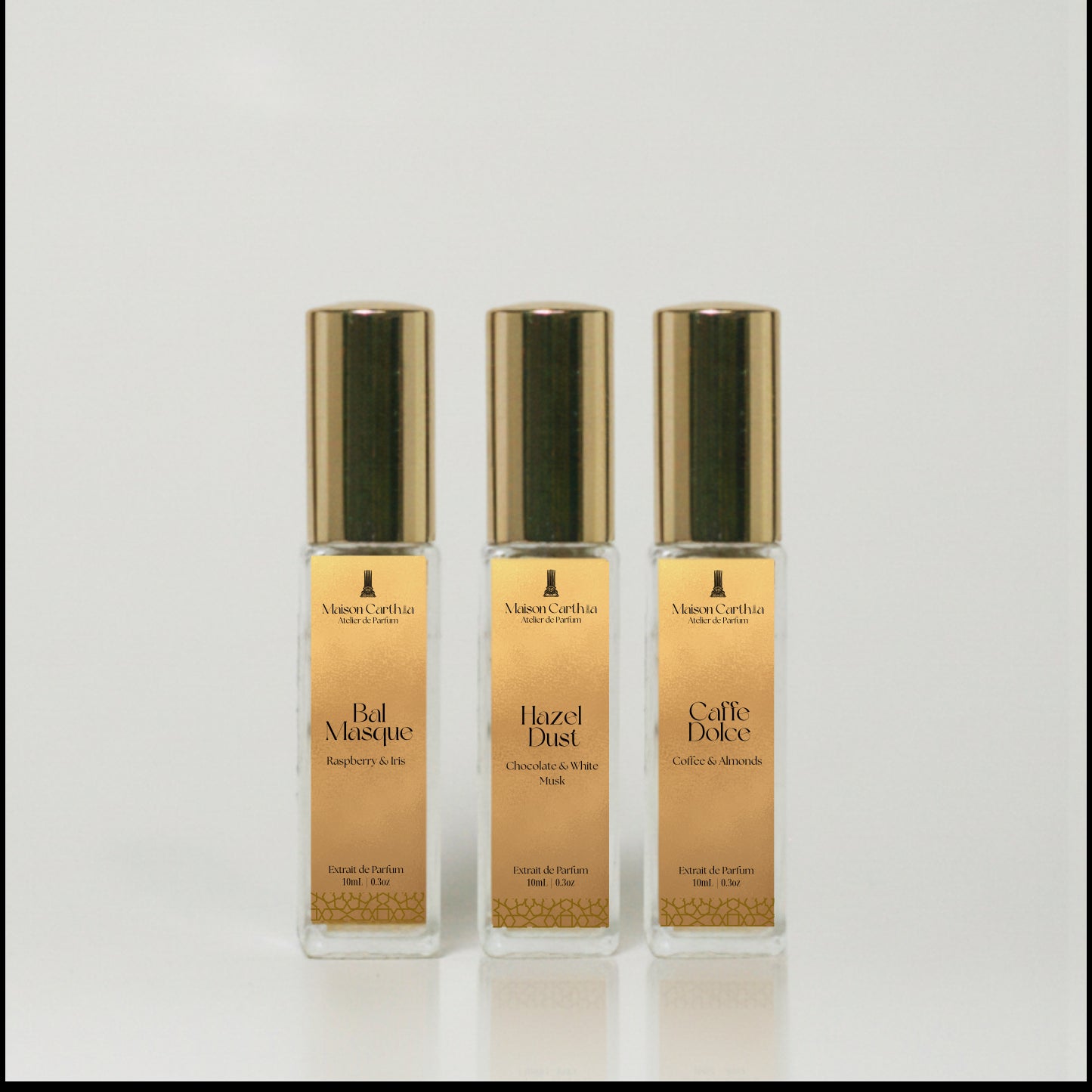 Holiday Collection Trio: three 10 ml extrait de parfum travel sprays by Maison Carthia